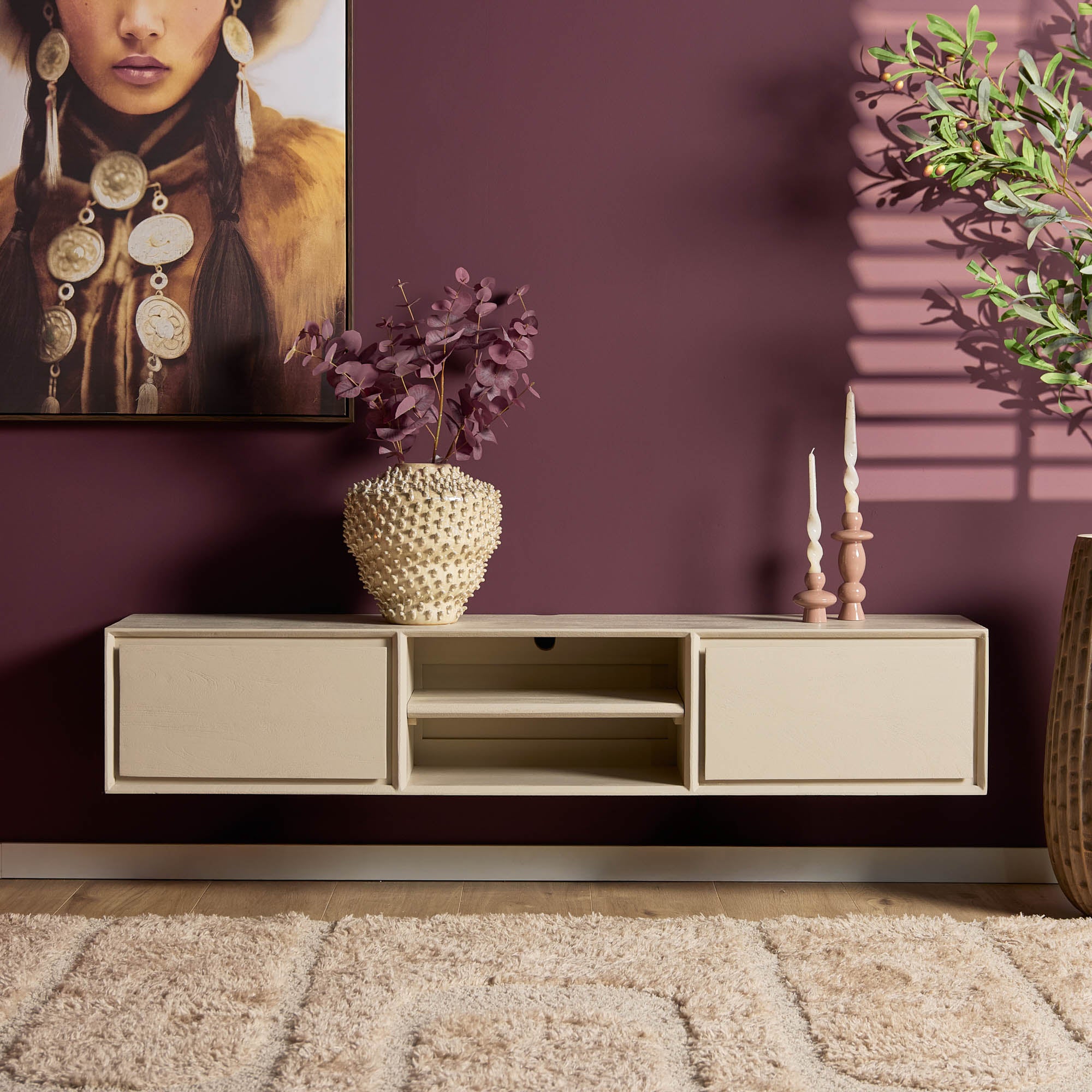 Schwebendes TV-Möbel Ambiance Sand | 160 cm