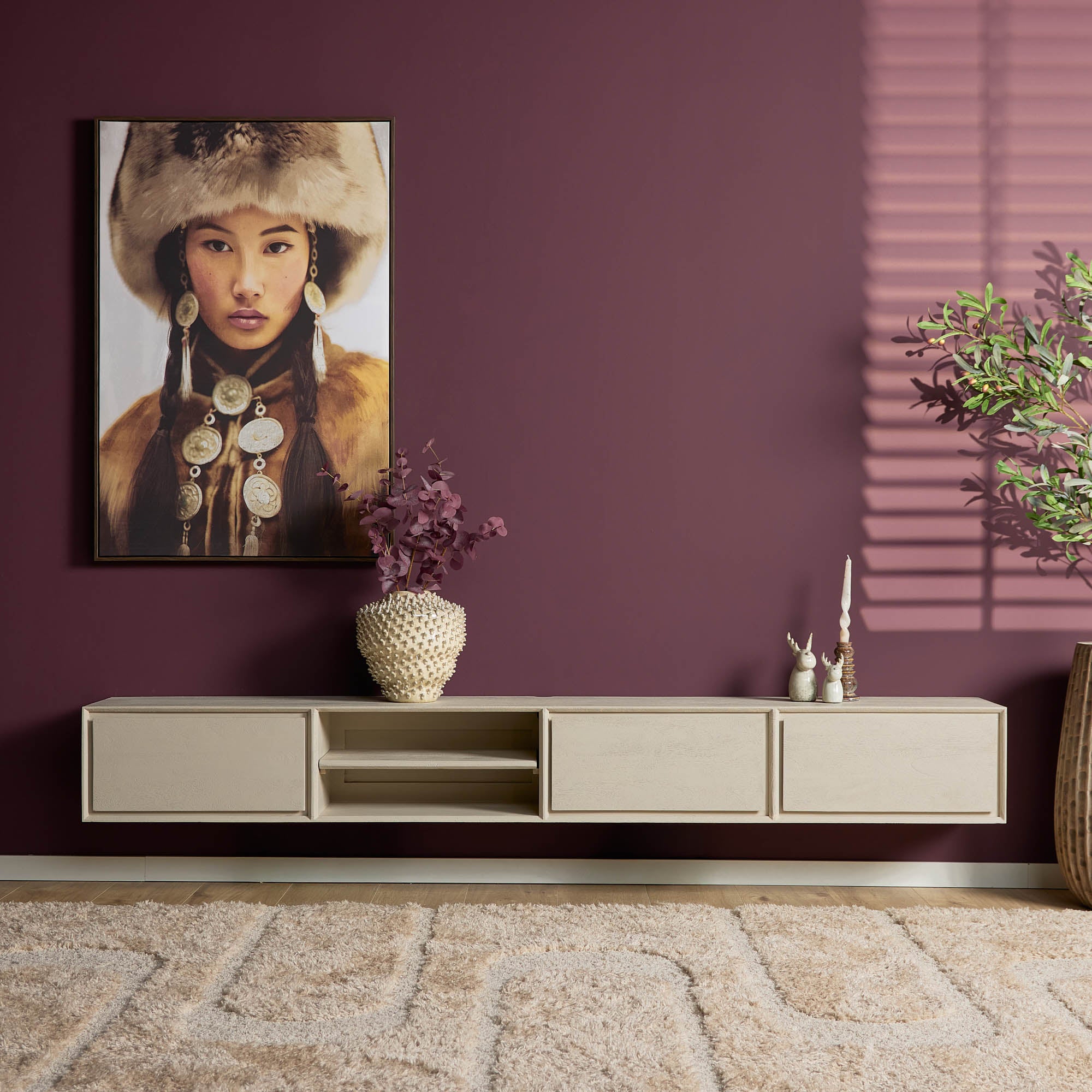 Schwebendes TV-Möbel Ambiance Sand | 280 cm