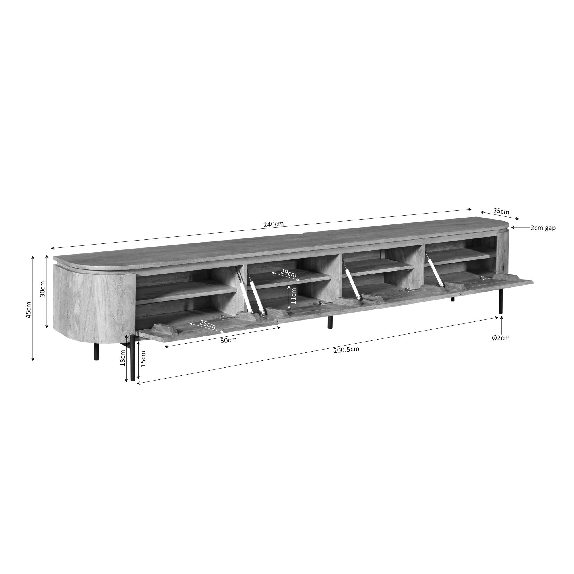 TV-Schrank Excellent Taupe | 240 cm