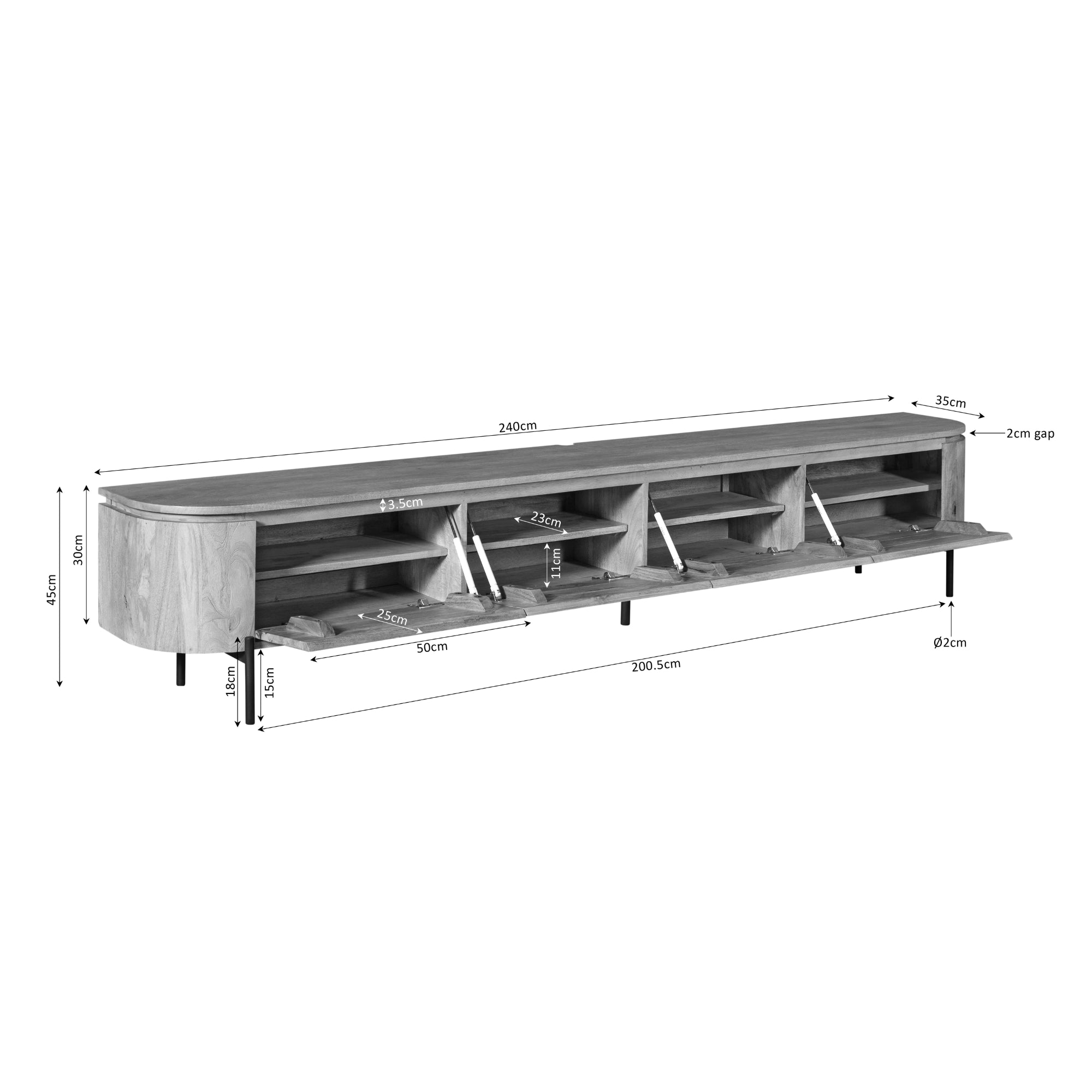 TV-Schrank Excellent Taupe | 240 cm