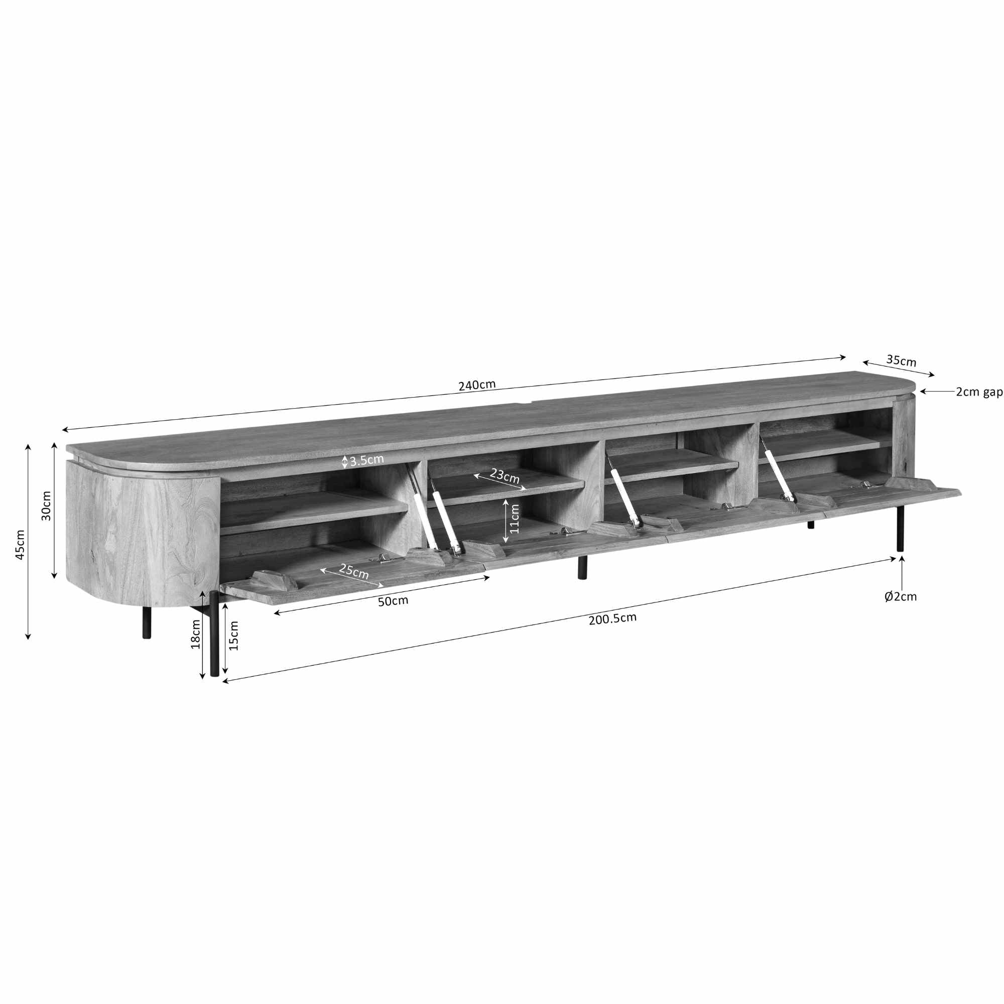 TV-Schrank Excellent Taupe | 240 cm