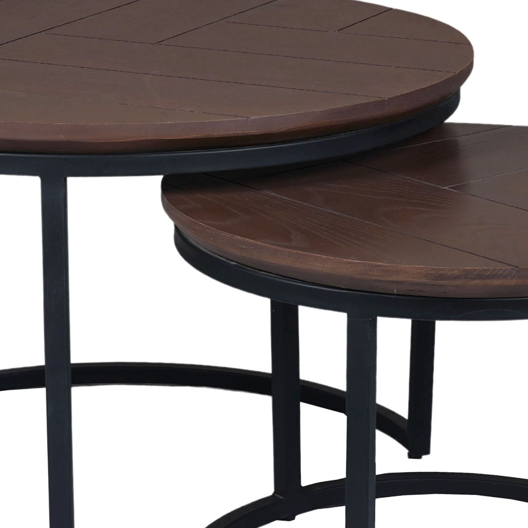 Couchtisch-Set Morily Schwarz – 2er-Set Beistelltische rund aus Holz und Metall, stilvolle Wohnzimmertische, Ø70/Ø50 cm