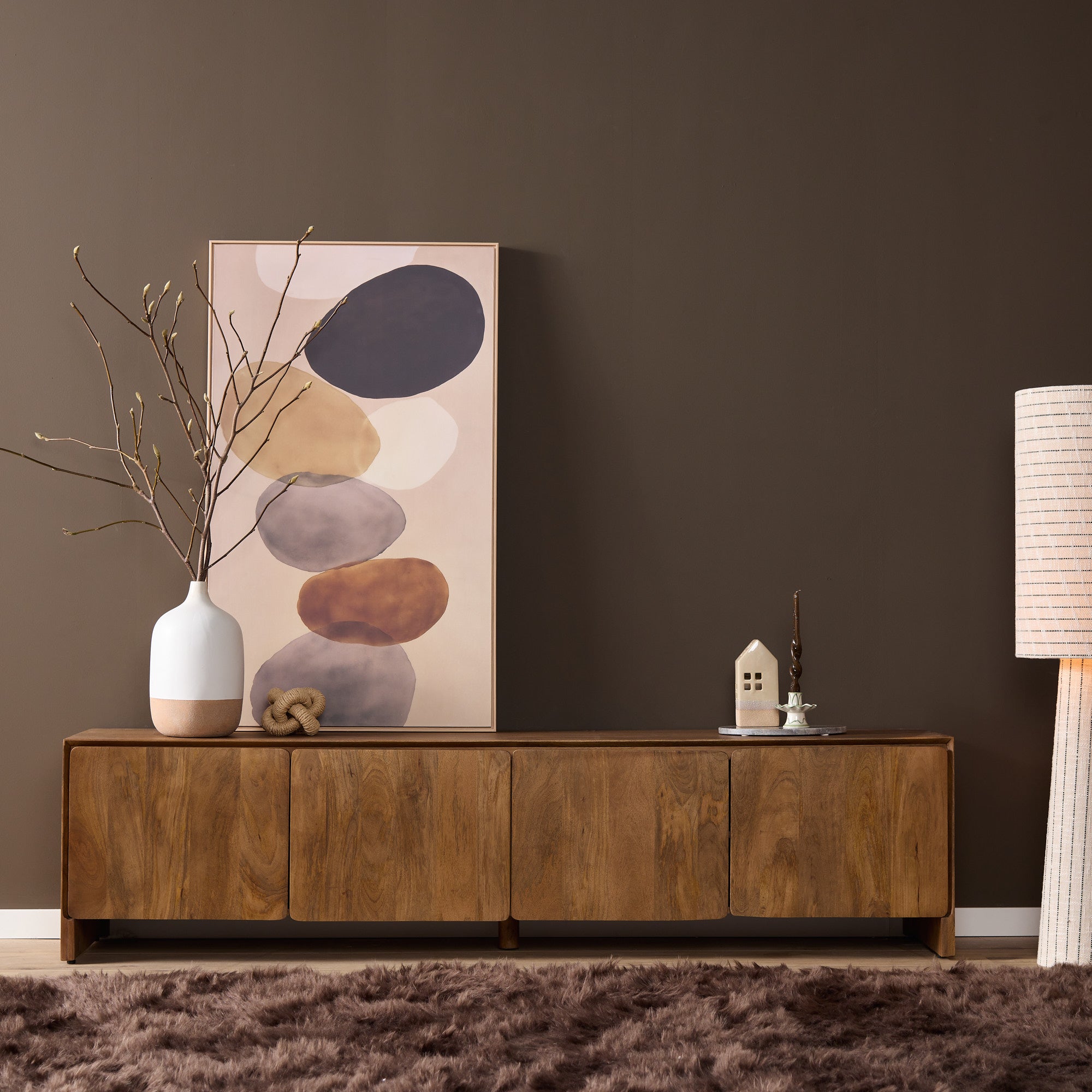 TV-Board TeyTey – Mangoholz, 4 Türen, 200 x 40 x 50 cm