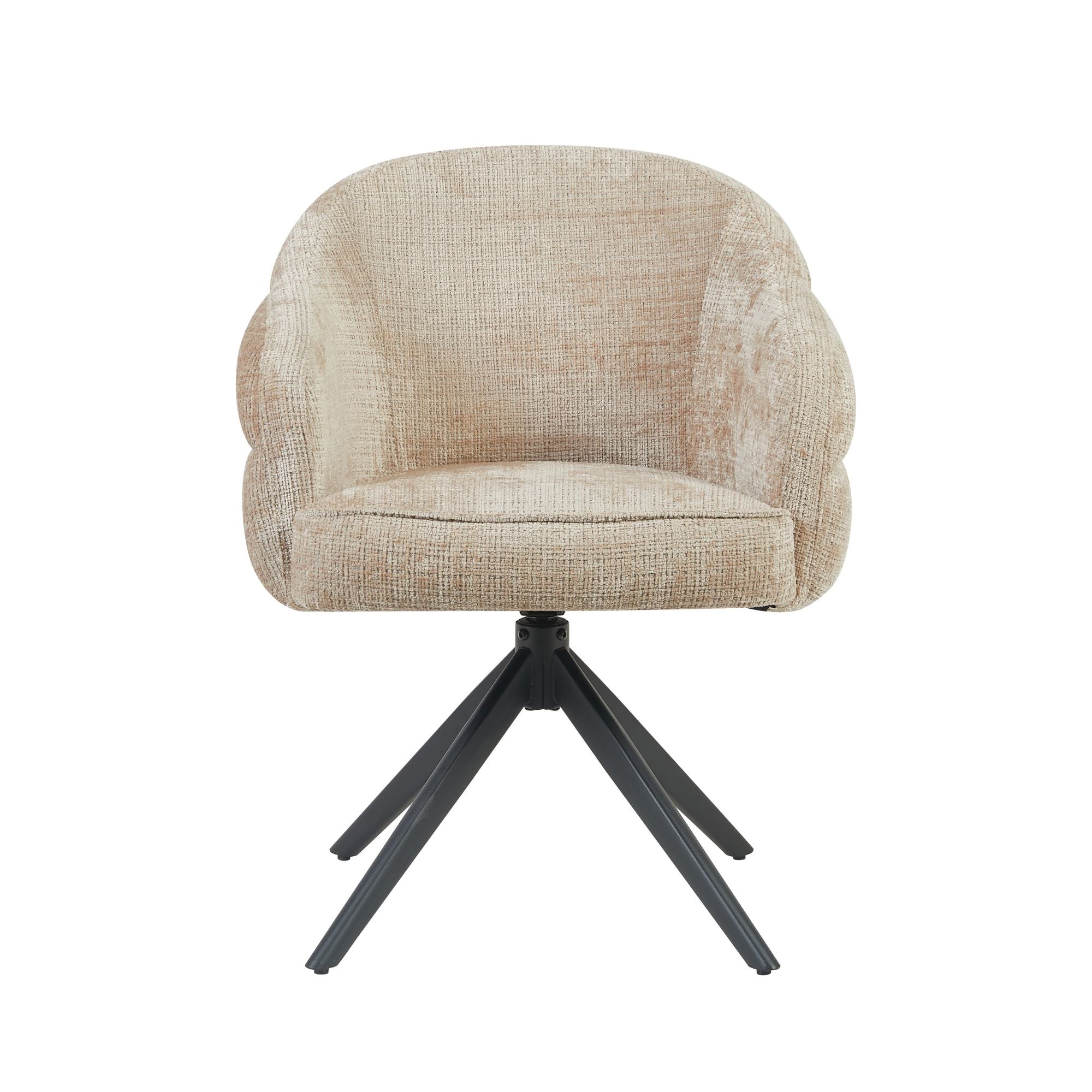 Esszimmerstuhl Bella (2er-Set) | Beige | Fuß Schwarz | Mit Armlehne