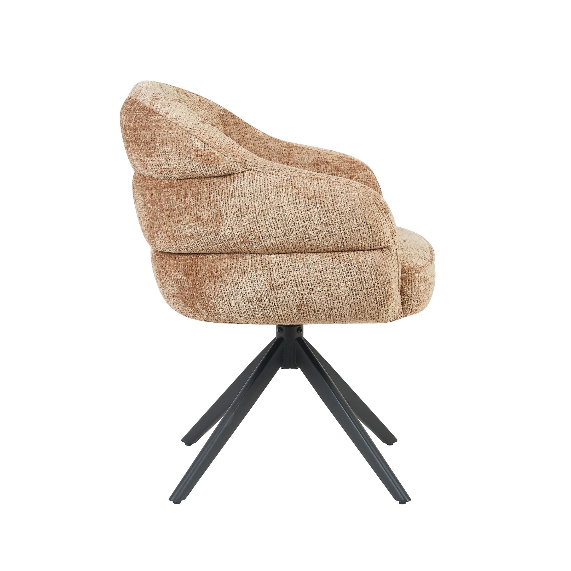 Esszimmerstuhl Bella (2er-Set)| Zimt | Fuß Schwarz |  Mit Armlehne