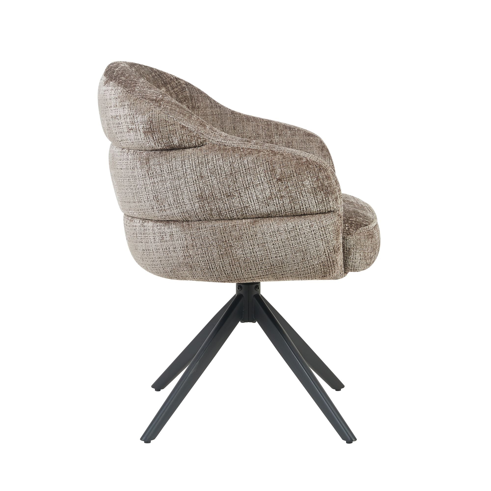 Esszimmerstuhl Bella (2er-Set) | Lehm | Fuß Schwarz | Mit Armlehne