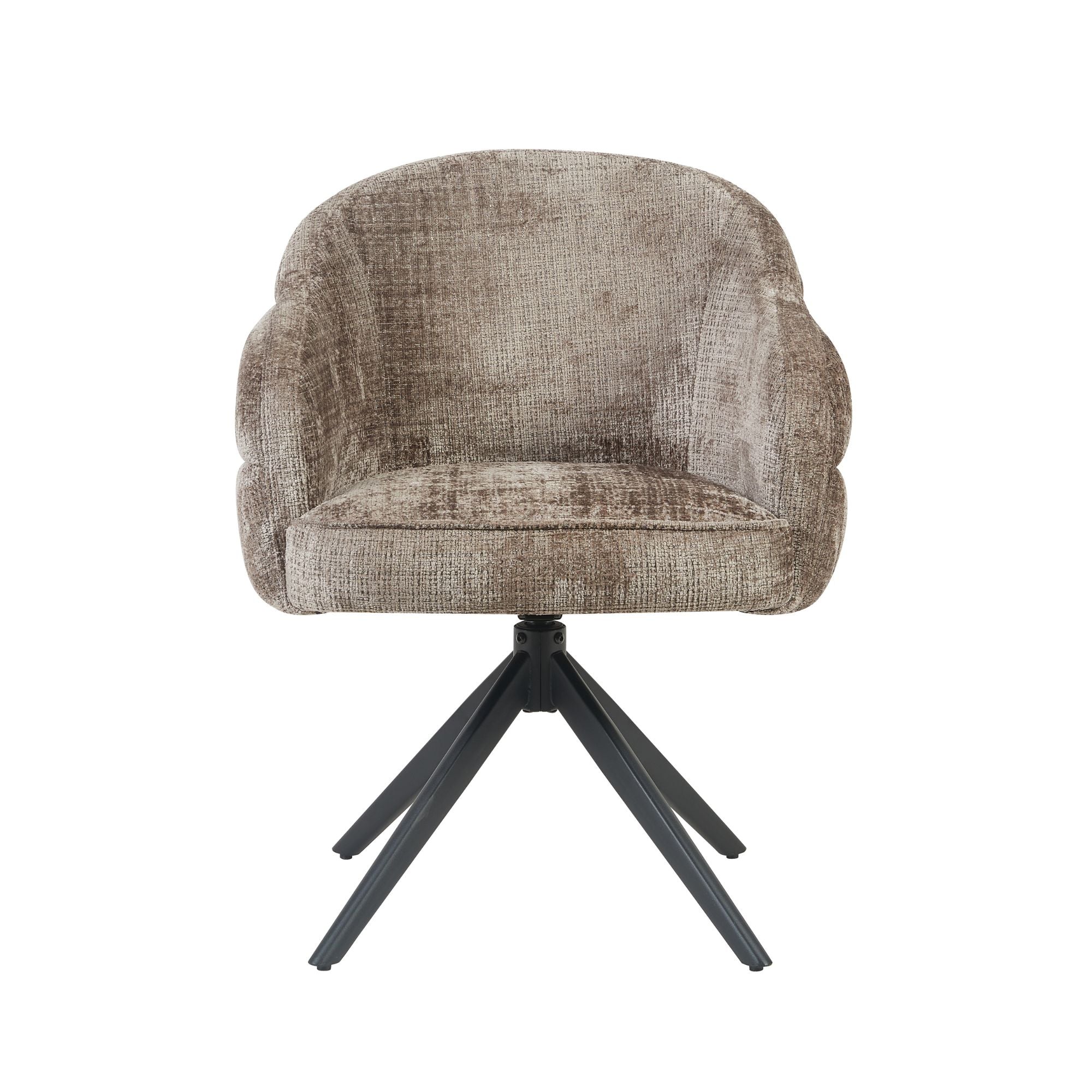 Esszimmerstuhl Bella (2er-Set) | Lehm | Fuß Schwarz | Mit Armlehne