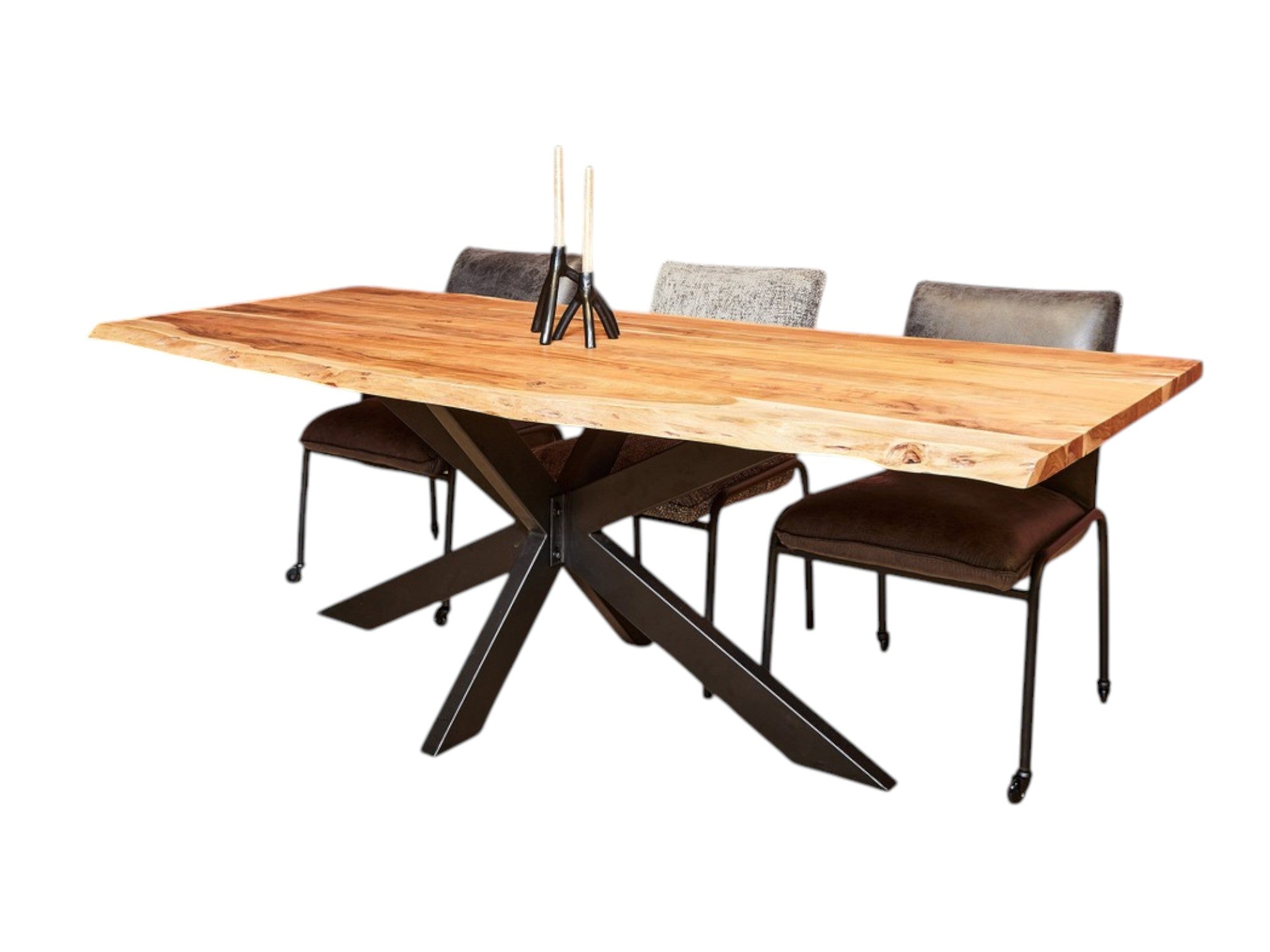 Esstisch TreeLine–massives Akazienholz 200x100cm, Unikat mit Baumkante